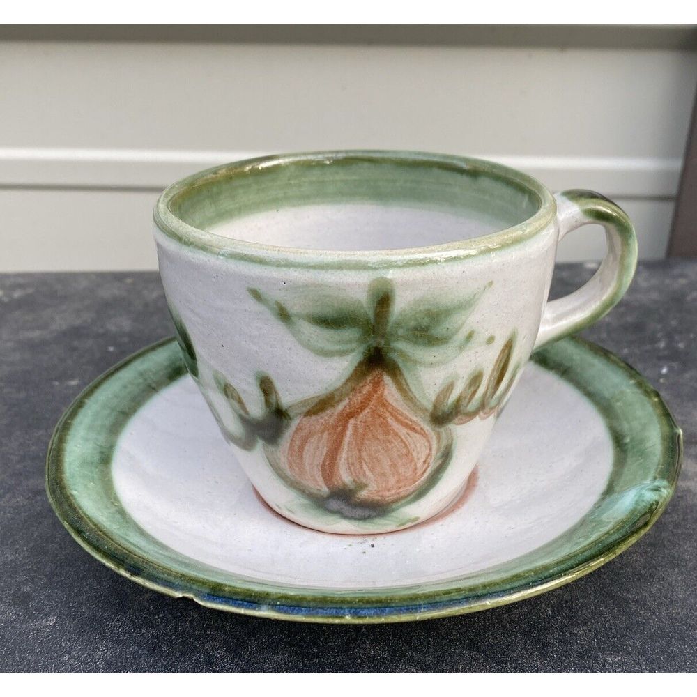 Vintage John B‎ Taylor Harvest Pear Louisville Stoneware Flat Cup & Saucer
